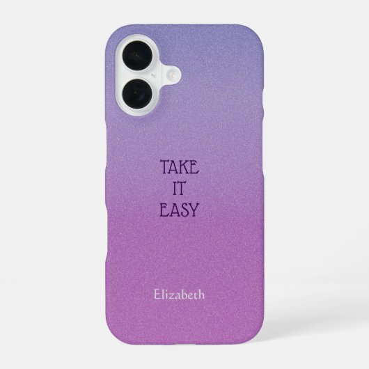 Ombre Purple Personalize Quote & Name Iphone Case 16ケース (裏面)
