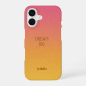 Ombre Red Personalize Quote & Name Iphone Case iPhone 16ケース (裏面)