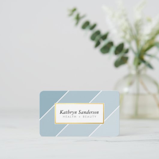 OMBRE STRIPE modern stylish chic cute dusty blue 名刺 (スタンド正面)