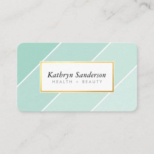 OMBRE STRIPE modern stylish chic cute mint green 名刺 (正面)