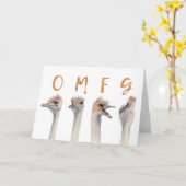 OMFGあなたの誕生日 |おもしろいダチョウ カード (黄色い花)