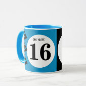 OMGあなたは16モノグラム名ブルーとブラック マグカップ (正面左)
