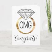 OMGおめでとう金ゴールドダイヤモンド婚約リングや輪 カード (正面)