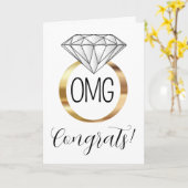 OMGおめでとう金ゴールドダイヤモンド婚約リングや輪 カード (黄色い花)