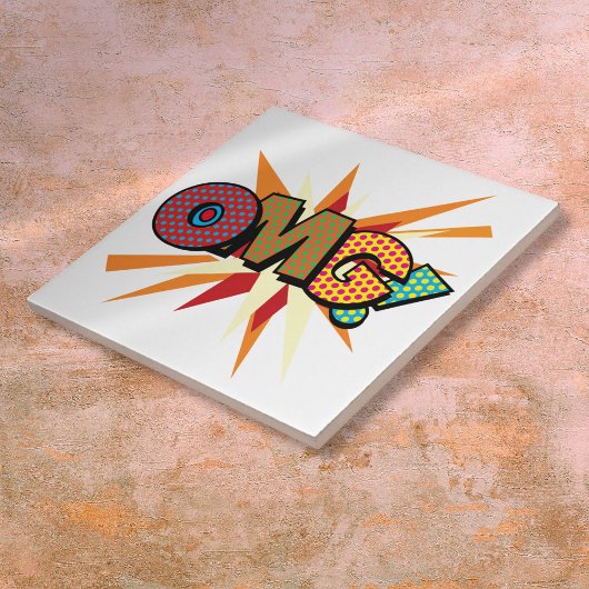 OMGおもしろいカラフル漫画ブックアポップ・アートのート タイル