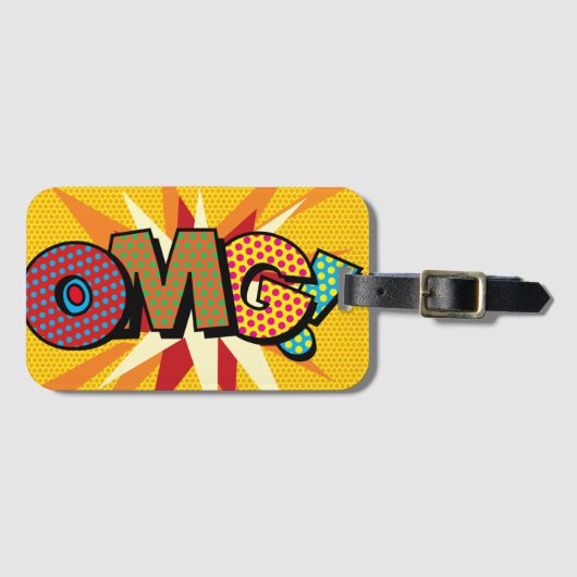 OMGおもしろいレトロ漫画ブックアーポップ・アートのト ラゲッジタグ (正面横)