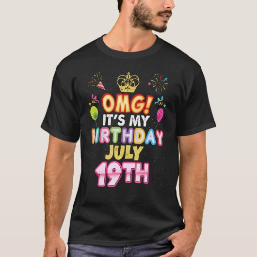 Omgそれは私の誕生日7月19日ヴィンテージ19ハッピーキ Tシャツ (正面)