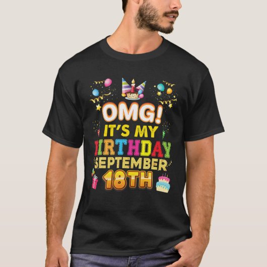 OMGそれは私の誕生日9月18日ヴィンテージ18 Hap Tシャツ (正面)