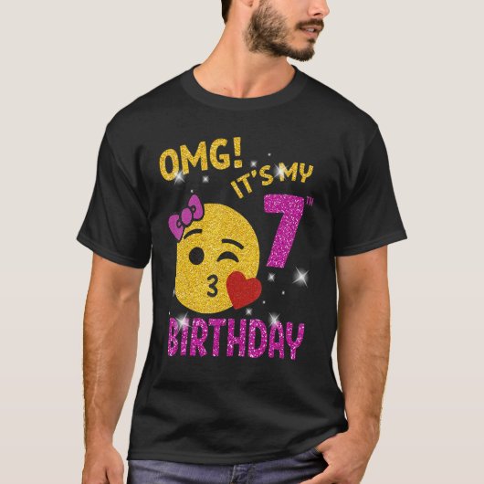 OMGそれは私の7誕生日女の子かわいい7歳の誕生 Tシャツ (正面)