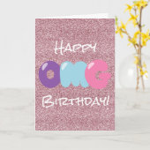 OMGのハッピーバースデーのグリッターカード カード (黄色い花)