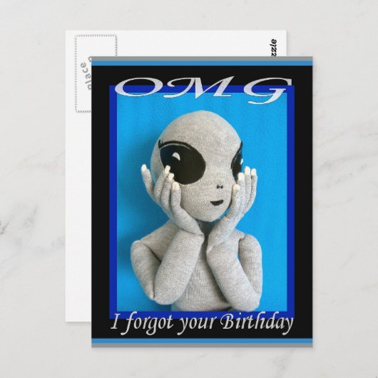 OMGエイリアン-忘れ誕生日葉書 ポストカード (正面/裏面)