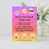 OMGグラデーショングリッター絵文字誕生日招待状 招待状 (スタンド正面)