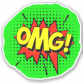 OMGバーストポップ・アートのアートイエローレッドグリーン4"ビニル シール (正面)