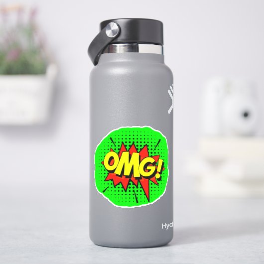 OMGバーストポップ・アートのアートイエローレッドグリーン4"ビニル シール (HydroFlask)