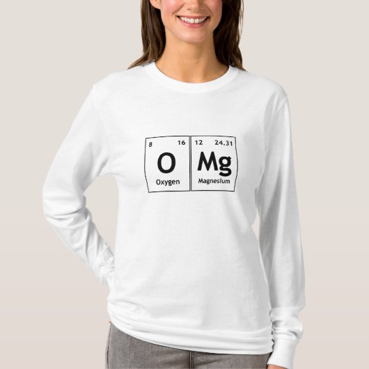 OMg化学周期表の単語要素の記号 Tシャツ (正面)