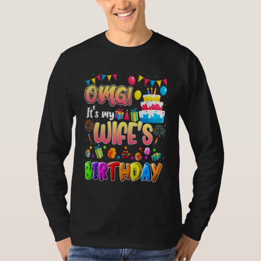 OMG妻の誕生日家族OMG私のbir Tシャツ (正面)