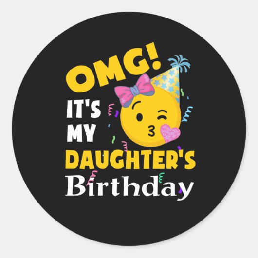 OMG娘の誕生日であるカッコいい誕生田絵文字 ラウンドシール (正面)