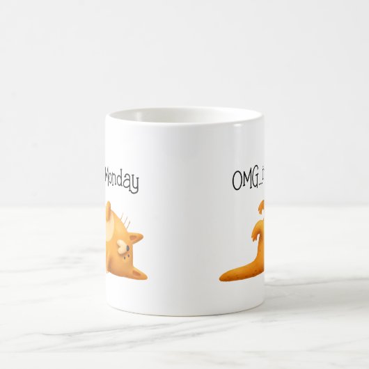 OMG月曜日ブルースイエローキャットギフトおもしろいだ コーヒーマグカップ (中央)