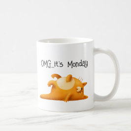 OMG月曜日ブルースイエローキャットギフトおもしろいだ コーヒーマグカップ
