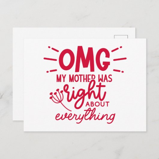 OMG母は母の日のすべてを正しかった ポストカード (正面/裏面)