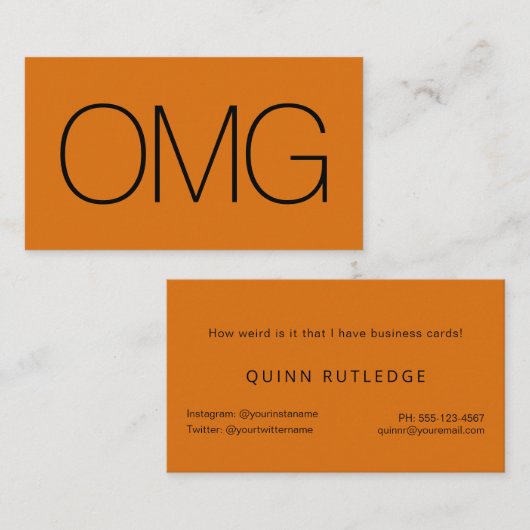OMG若おもしろい大人オレンジはっきりした色 名刺 (正面/裏面)
