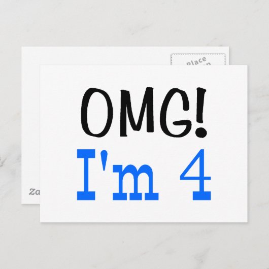 OMG I'm 4 (青) ポストカード (正面/裏面)
