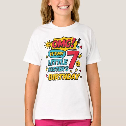 OMG It’s My Little Sister’s 7th Birthday Pop Art Tシャツ (正面)