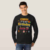 Omg It's My誕生日6月19日ヴィンテージ19 Happy Ki Tシャツ (正面フル)