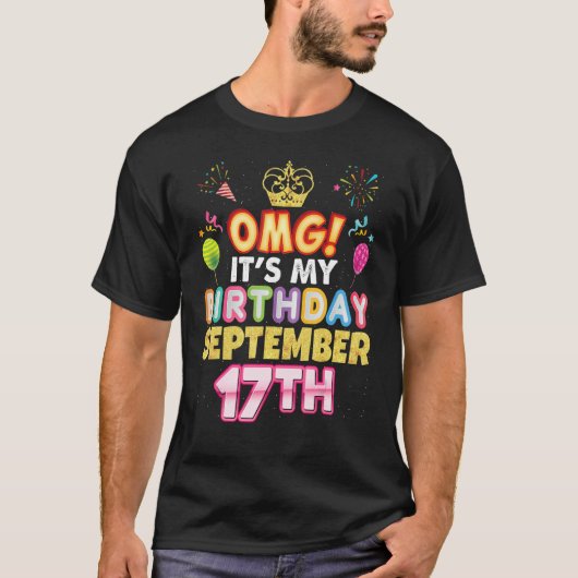 Omg It's My誕生日9月17日ヴィンテージ17 Hap Tシャツ (正面)