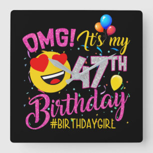 OMG It's My 47th誕生日Girl スクエア壁時計