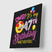 OMG It's My 47th誕生日Girl スクエア壁時計 (傾斜)