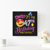 OMG It's My 47th誕生日Girl スクエア壁時計 (ホーム)
