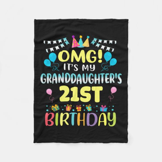 Omg Its My Granddaughters 21st Birthday Sweet 21 Y フリースブランケット (正面)