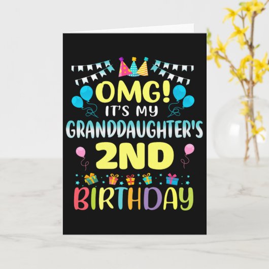 Omg Its My Granddaughters 2nd Birthday Sweet 2 Yea カード (黄色い花)