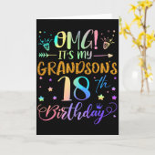 Omg Its My Grandsons 18th Birthday Sweet 18 Years  カード (黄色い花)