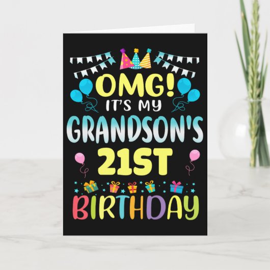 Omg Its My Grandsons 21st Birthday Sweet 21 Years  カード (正面)