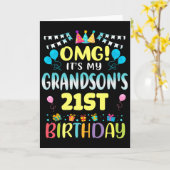 Omg Its My Grandsons 21st Birthday Sweet 21 Years  カード (黄色い花)