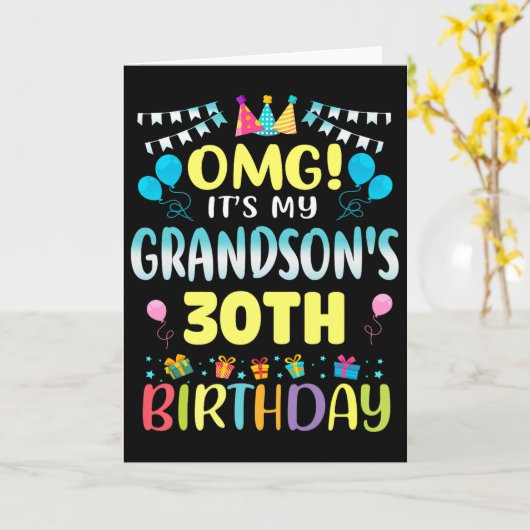Omg Its My Grandsons 30th Birthday Sweet 30 Years  カード (黄色い花)