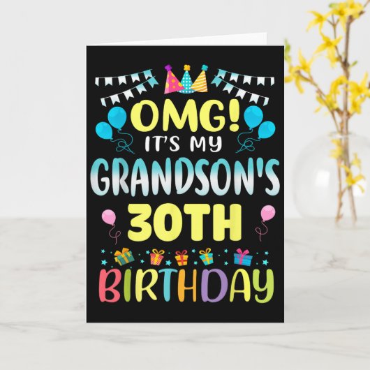 Omg Its My Grandsons 30th Birthday Sweet 30 Years  カード (黄色い花)
