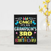 Omg Its My Grandsons 3rd Birthday Sweet 3年 カード (黄色い花)