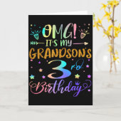 Omg Its My Grandsons 3rd Birthday Sweet 3 Years Ol カード (黄色い花)