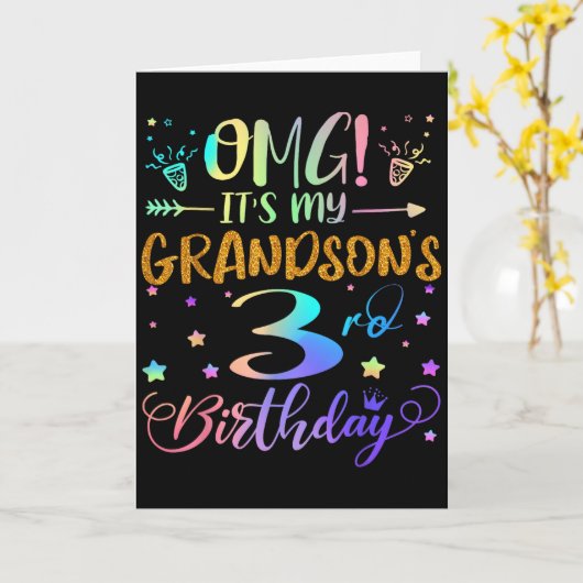 Omg Its My Grandsons 3rd Birthday Sweet 3 Years Ol カード (黄色い花)