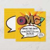 OMG Save the Date ファンなレトロコミックブックポップアート セーブザデート (正面/裏面)
