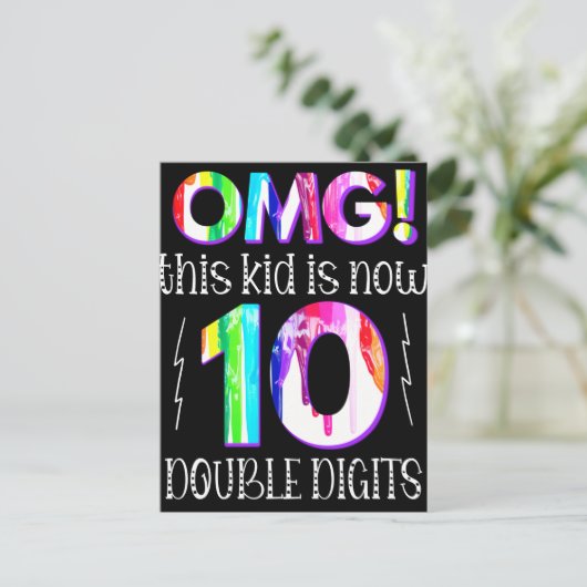 OMG! This Kid Is Now 10 Double Digits Paint Drip ポストカード (スタンド正面)