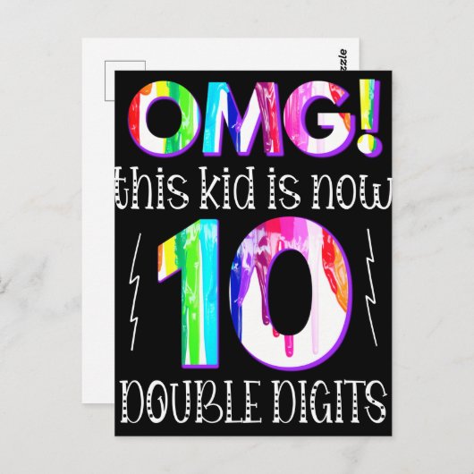 OMG! This Kid Is Now 10 Double Digits Paint Drip ポストカード (正面/裏面)