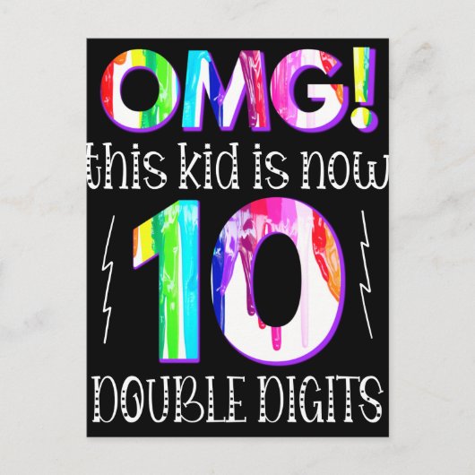 OMG! This Kid Is Now 10 Double Digits Paint Drip ポストカード (正面)