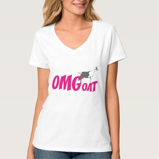 OMGoatアルパインヤギがヤギ愛好家OMG in Pink Tシャツ (正面)