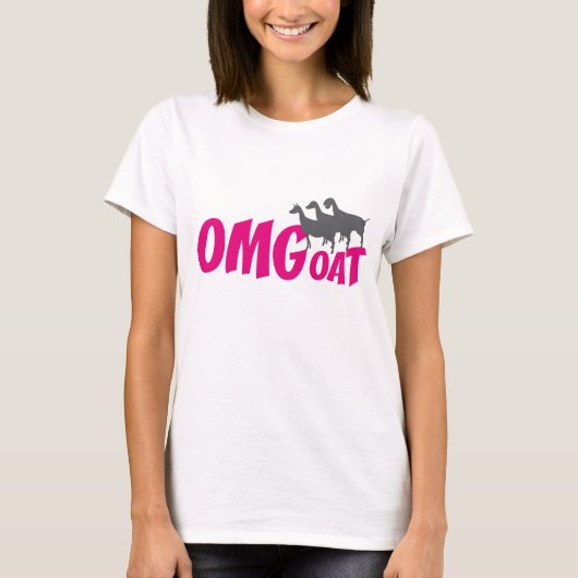 OMGoat乳製品ヤギの恋人OMGピンク Tシャツ (正面)
