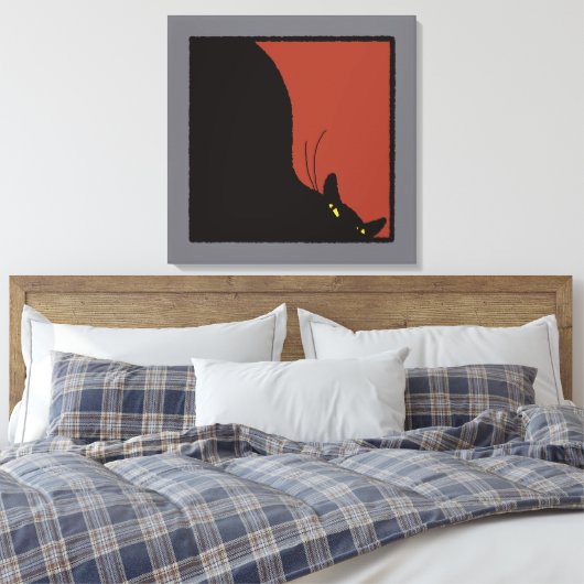 Ominous black cat キャンバスプリント (インサイチュ (寝室))