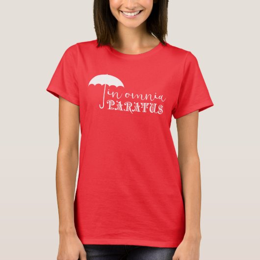 Omnia Paratusの基本的な赤いティー Tシャツ (正面)